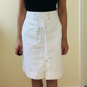 Ann Taylor Petite white denim-like skirt